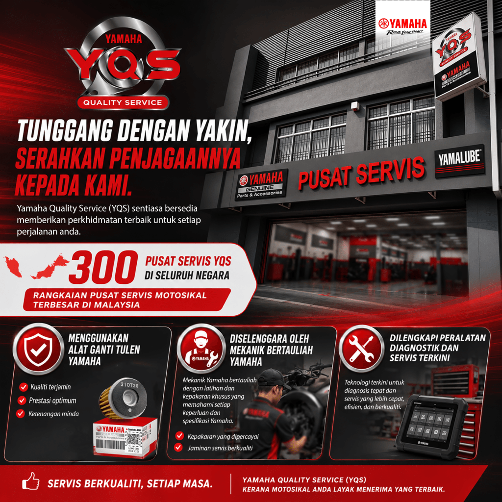 YAMAHA QUALITY SERVICE (YQS): RANGKAIAN SERVIS MOTOSIKAL TERBESAR DI&nbsp;MALAYSIA…